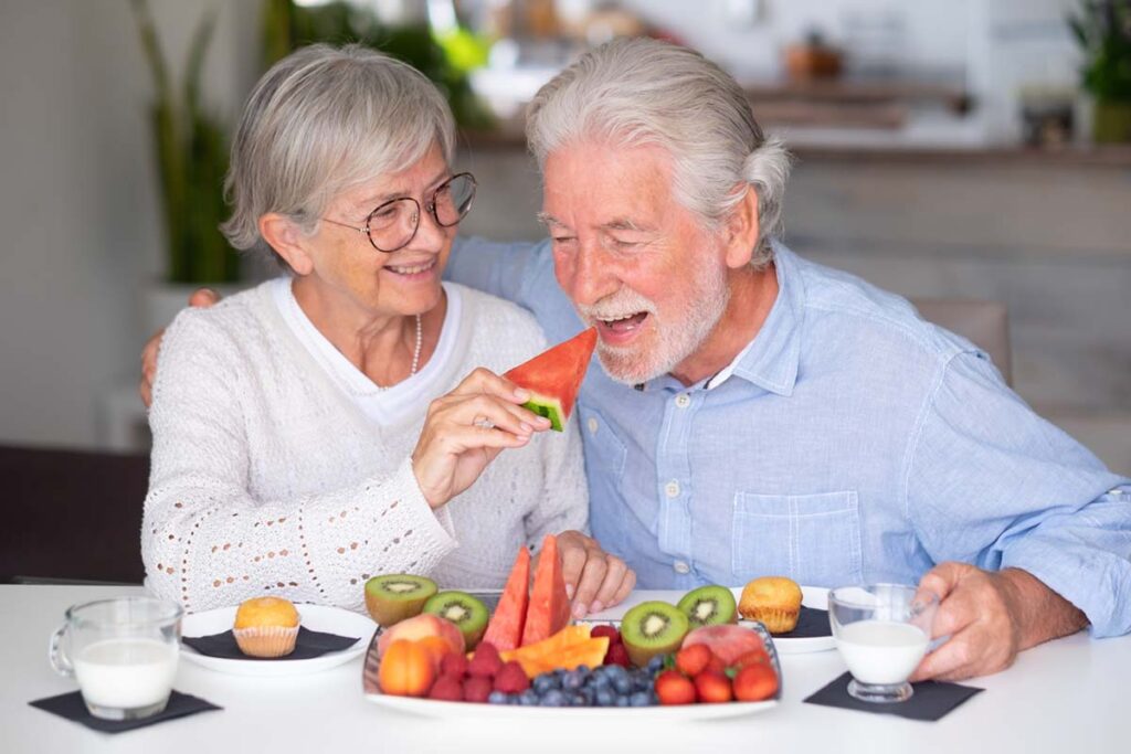 SoCo Village | Beautiful retired senior couple having breakfast at home