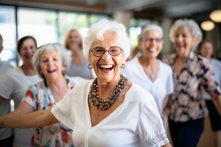 Soco Village | Senior women dancing and laughing together
