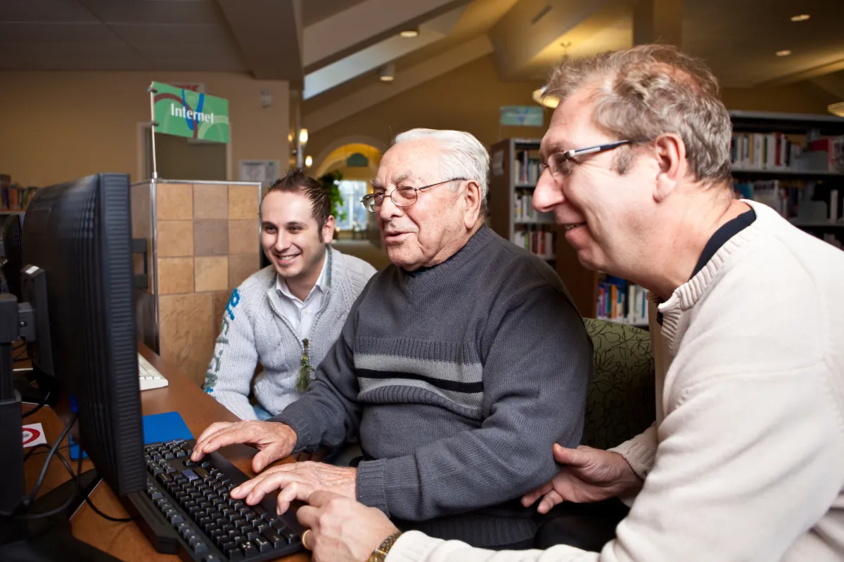 Seniors using library resources to learn
